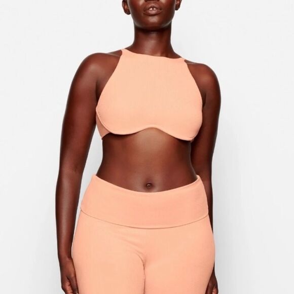 SKIMS Other - SKIMS Peach Soft Lounge Underwire High Neck Ribbed Bra Sz 4X NWT